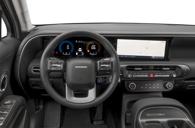 Interior of a 2026 Hyundai Palisade showing the steering wheel, dashboard, and a touchscreen display.