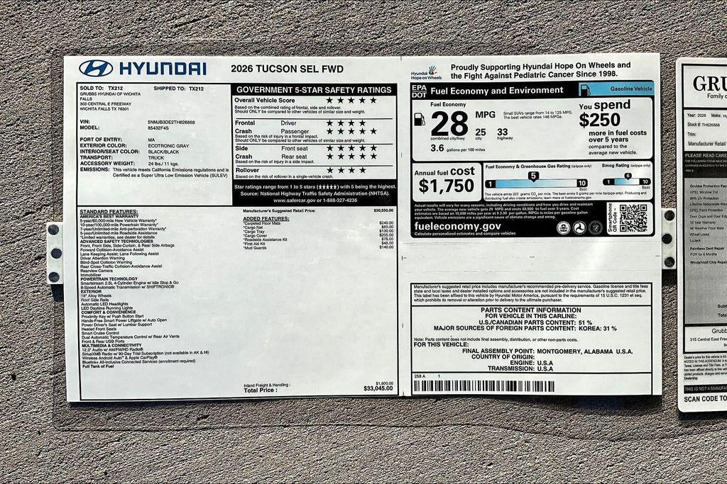 2026 Hyundai TUCSON SEL FWD