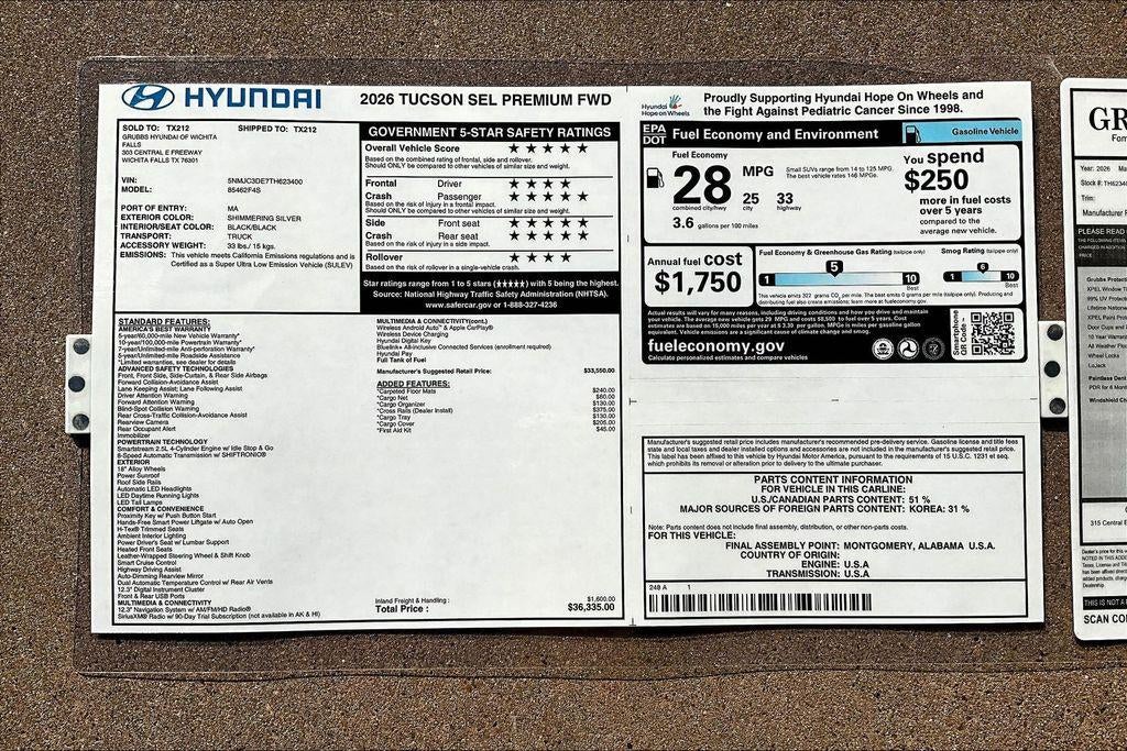 2026 Hyundai TUCSON SEL Premium FWD