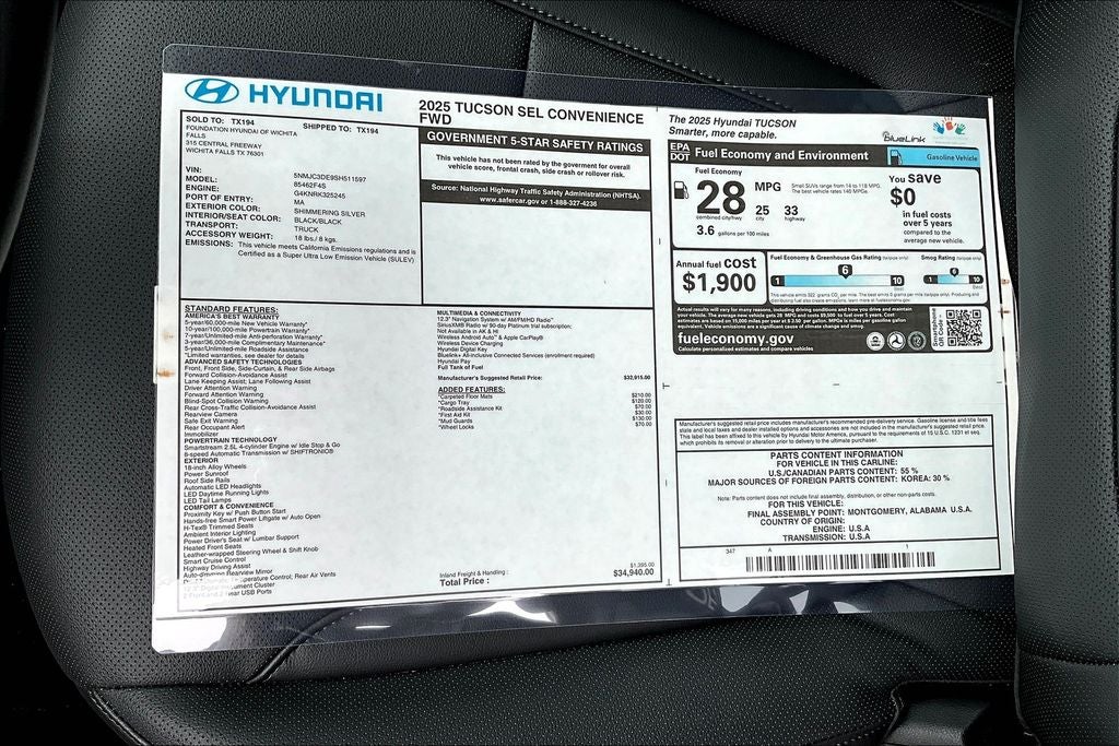 2025 Hyundai TUCSON SEL Convenience