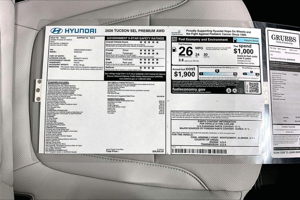 2026 Hyundai TUCSON SEL Premium AWD