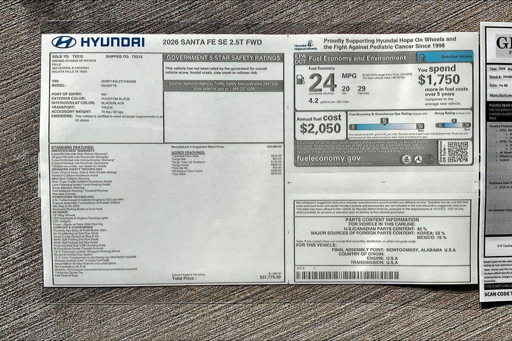 2026 Hyundai SANTA FE SE FWD