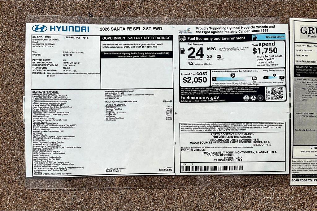 2026 Hyundai SANTA FE SEL FWD