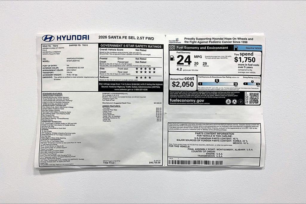 2026 Hyundai SANTA FE SEL FWD