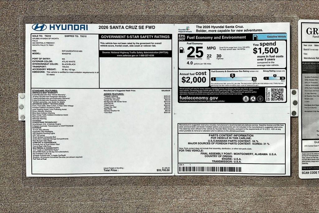 2026 Hyundai SANTA CRUZ SE FWD