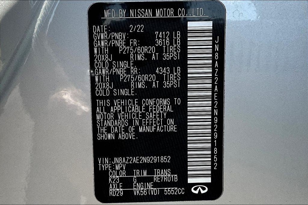 2022 INFINITI QX80 LUXE