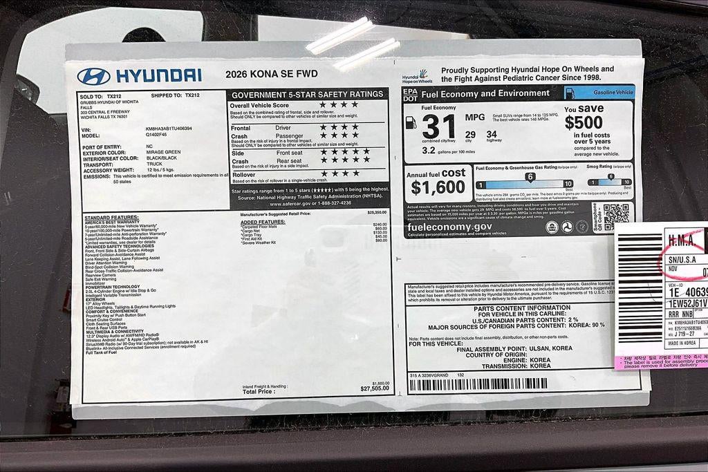 2026 Hyundai KONA SE FWD