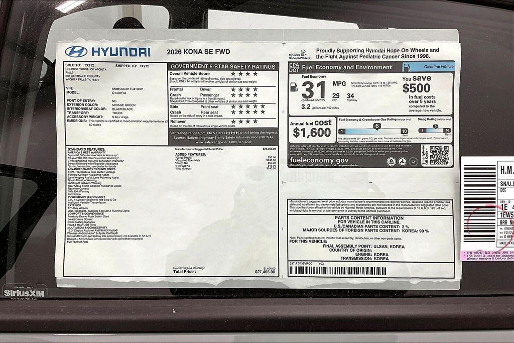 2026 Hyundai KONA SE FWD