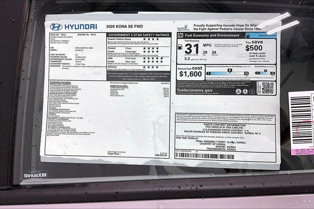 2026 Hyundai KONA SE FWD