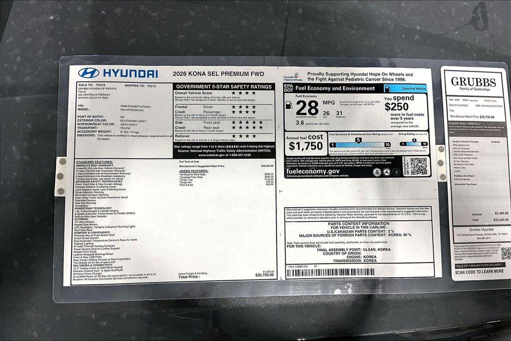 2026 Hyundai KONA SEL Premium FWD