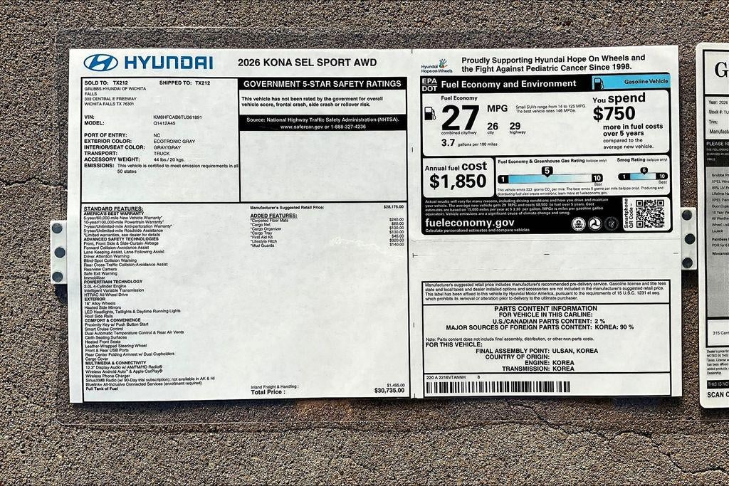 2026 Hyundai KONA SEL Sport AWD