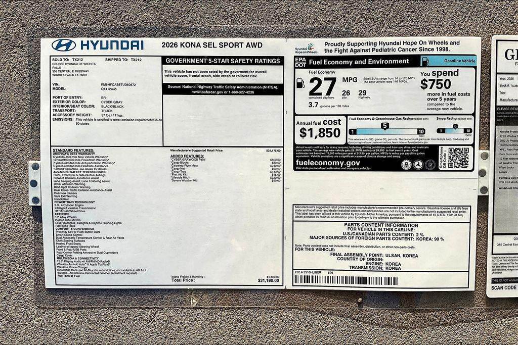 2026 Hyundai KONA SEL Sport AWD