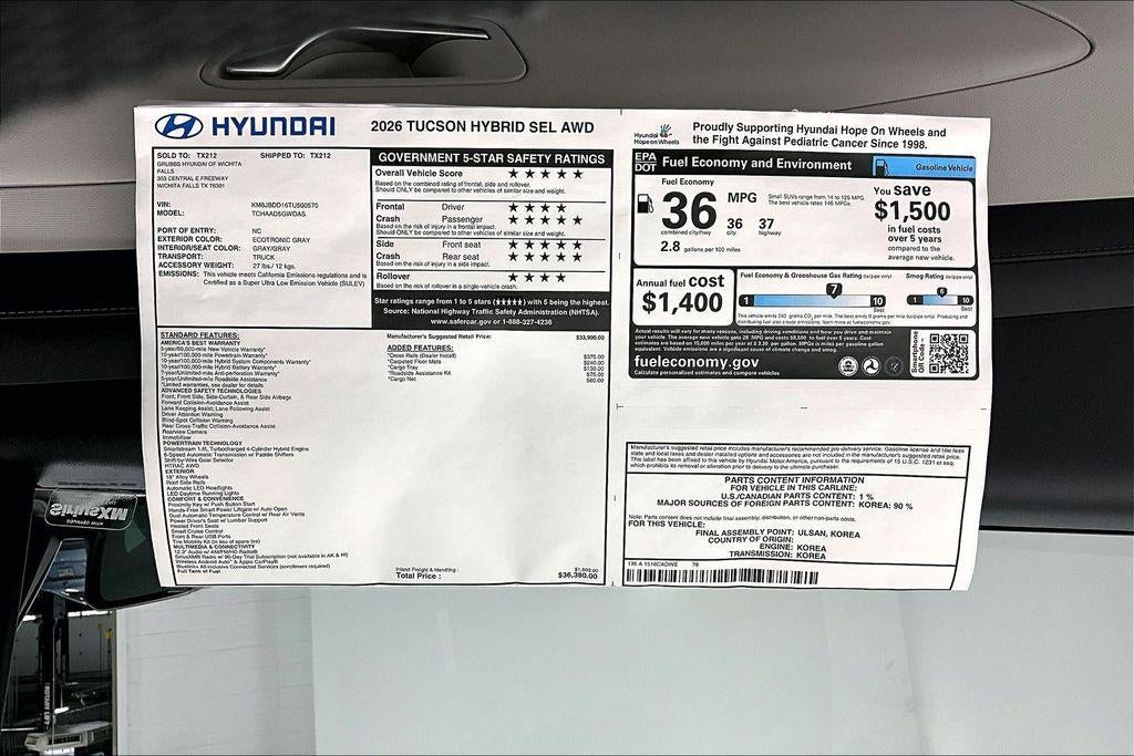 2026 Hyundai TUCSON HYBRID SEL AWD