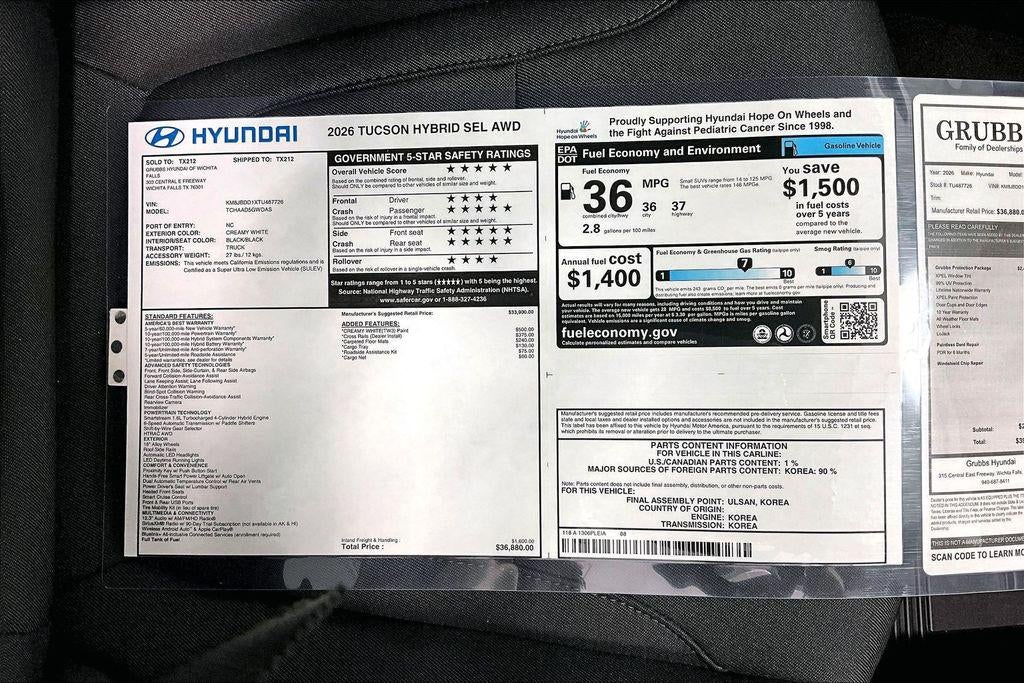 2026 Hyundai TUCSON HYBRID SEL AWD