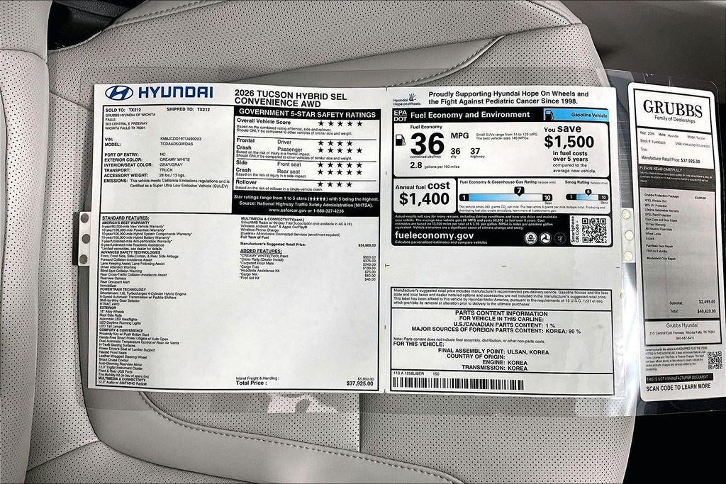 2026 Hyundai TUCSON HYBRID SEL Convenience