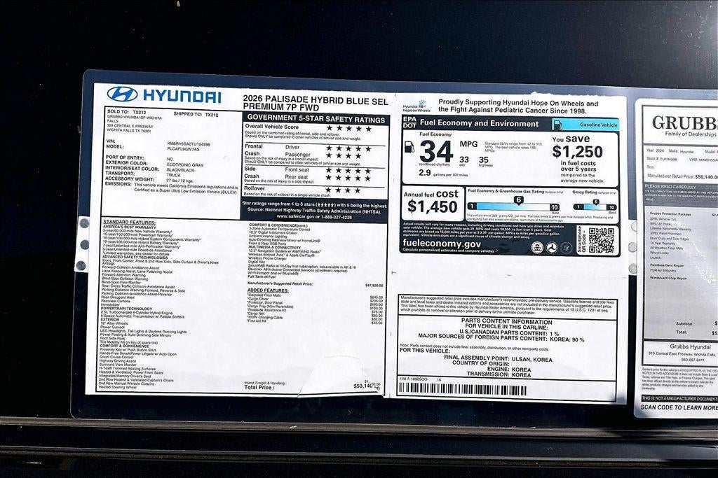 2026 Hyundai PALISADE HYBRID Blue SEL Premium 7P