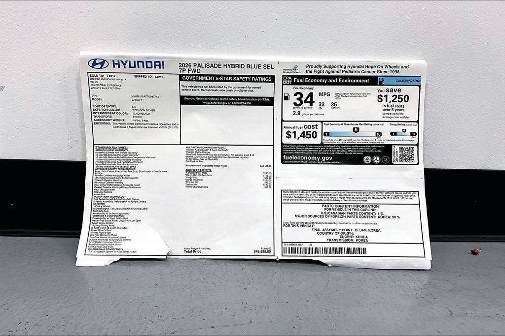 2026 Hyundai PALISADE HYBRID Blue SEL 7P