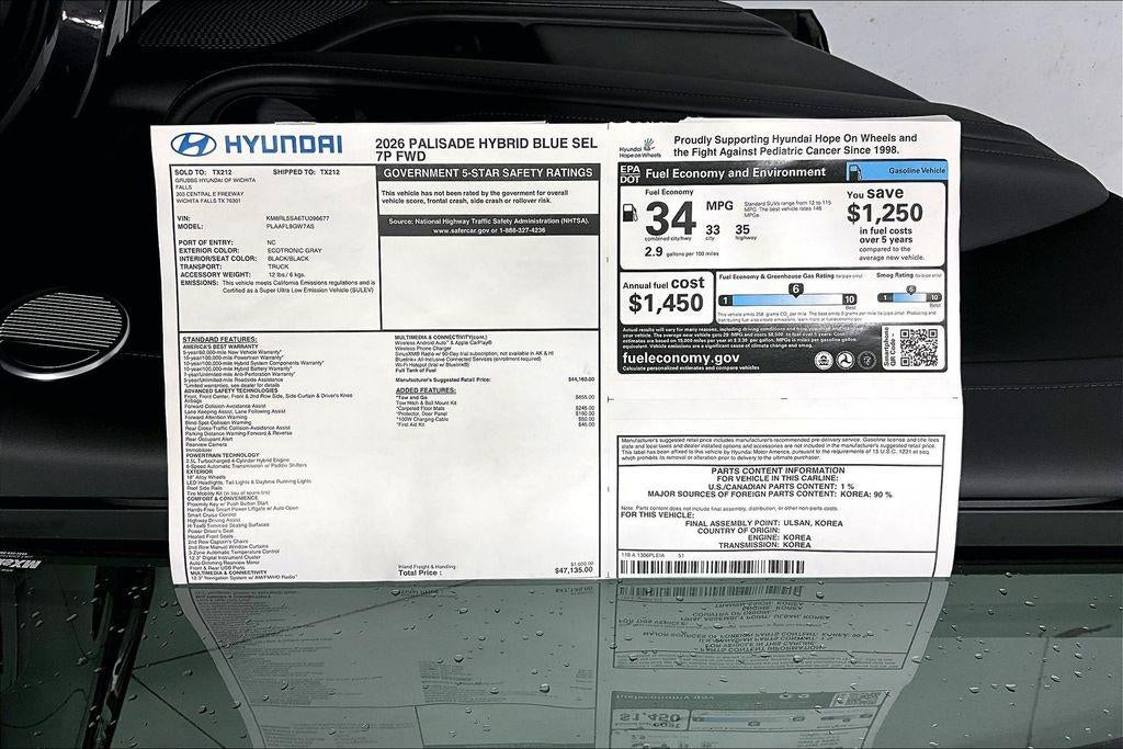 2026 Hyundai PALISADE HYBRID Blue SEL 7P