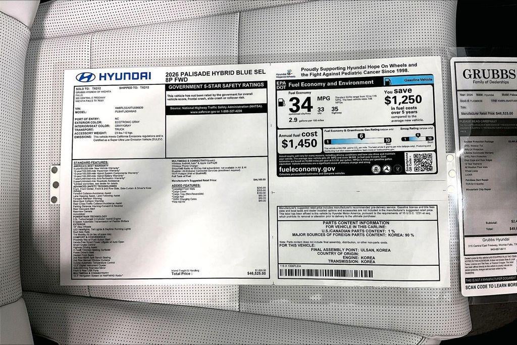 2026 Hyundai PALISADE HYBRID Blue SEL 8P