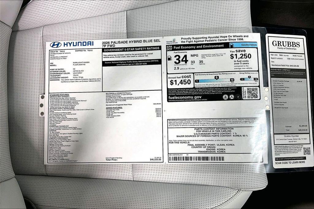 2026 Hyundai PALISADE HYBRID Blue SEL 7P