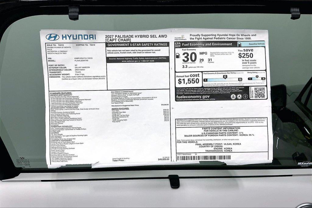 2027 Hyundai PALISADE HYBRID SEL 7P