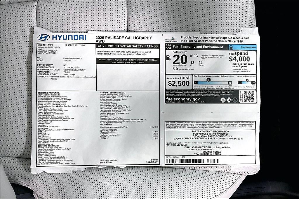 2026 Hyundai PALISADE Calligraphy AWD