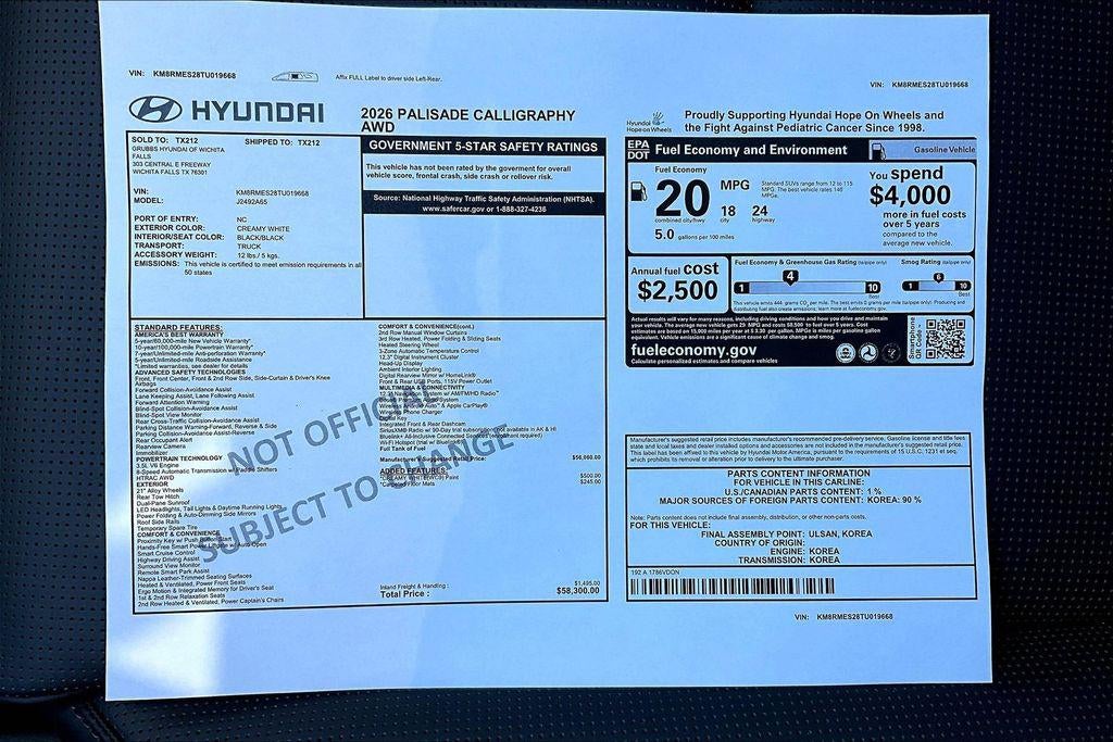 2026 Hyundai PALISADE Calligraphy AWD