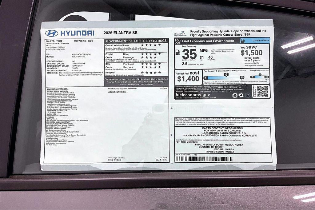 2026 Hyundai ELANTRA SE