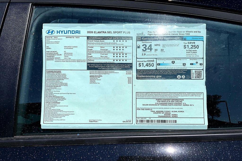 2026 Hyundai ELANTRA SEL Sport Plus