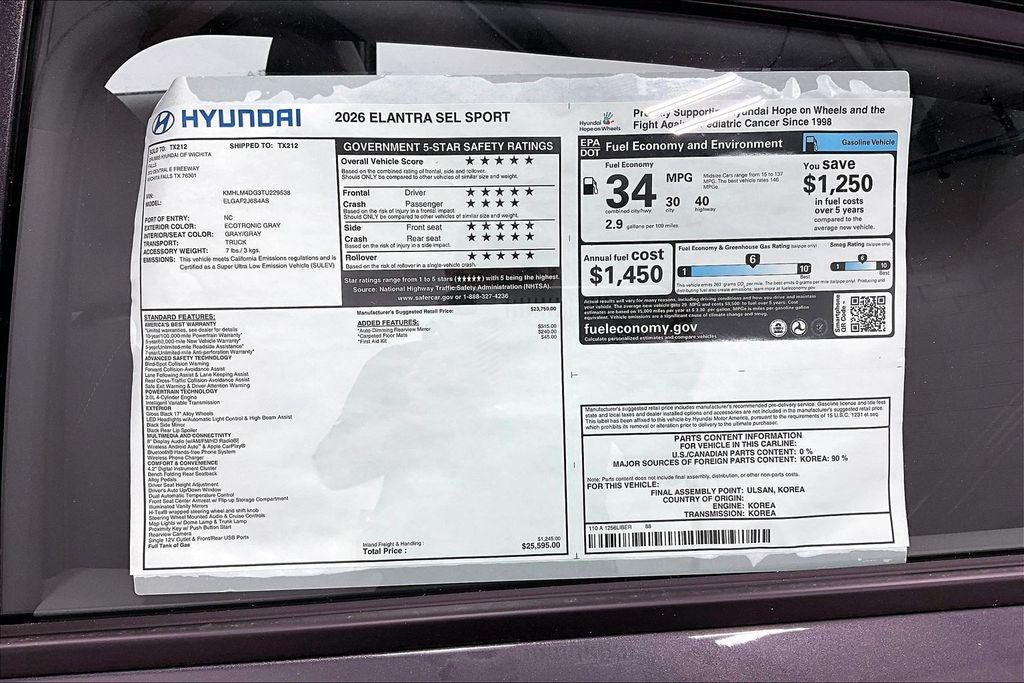 2026 Hyundai ELANTRA SEL Sport