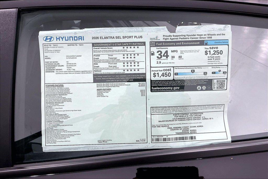 2026 Hyundai ELANTRA SEL Sport Plus