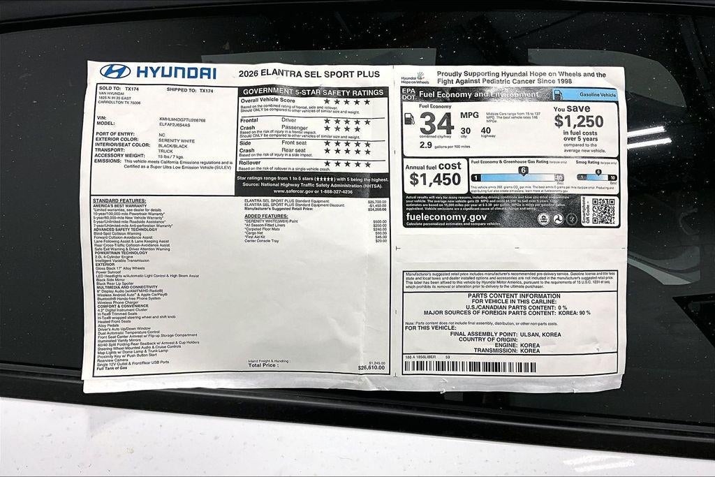 2026 Hyundai ELANTRA SEL Sport Plus