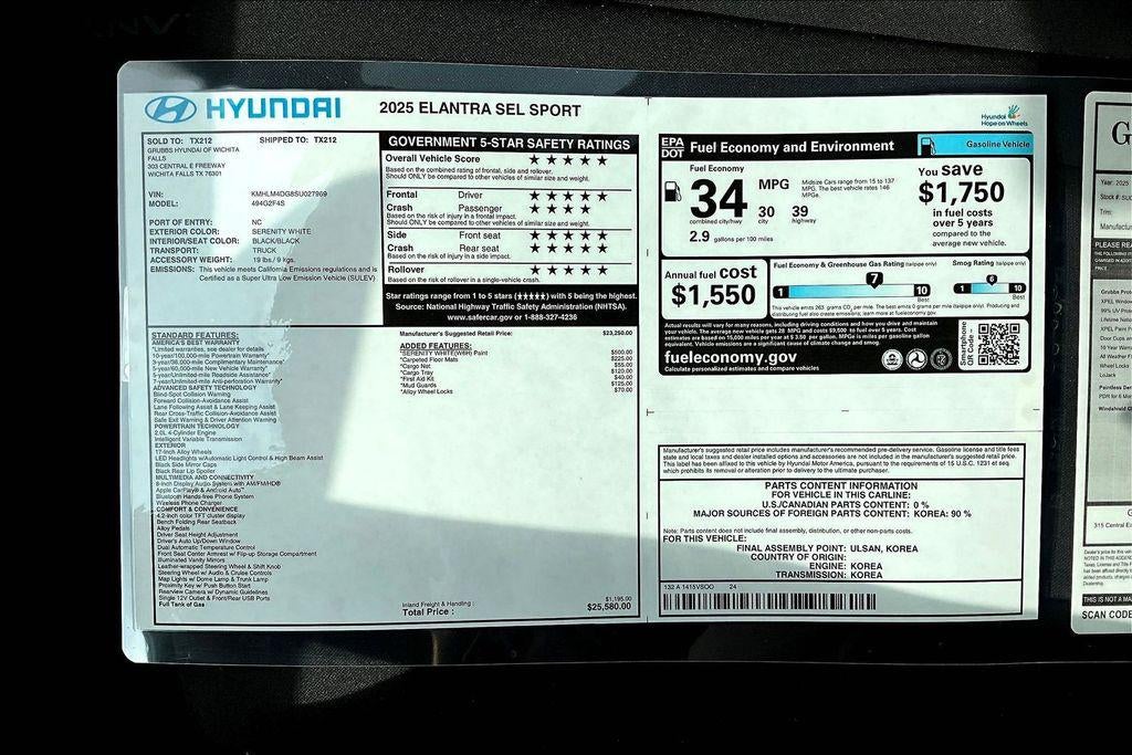 2025 Hyundai ELANTRA SEL Sport