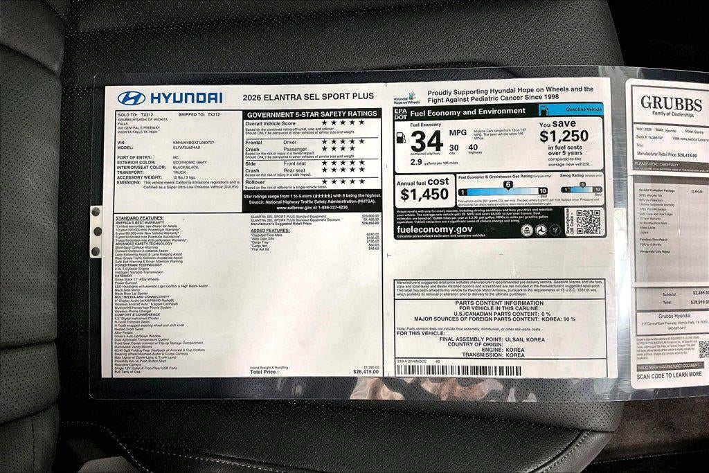 2026 Hyundai ELANTRA SEL Sport Plus