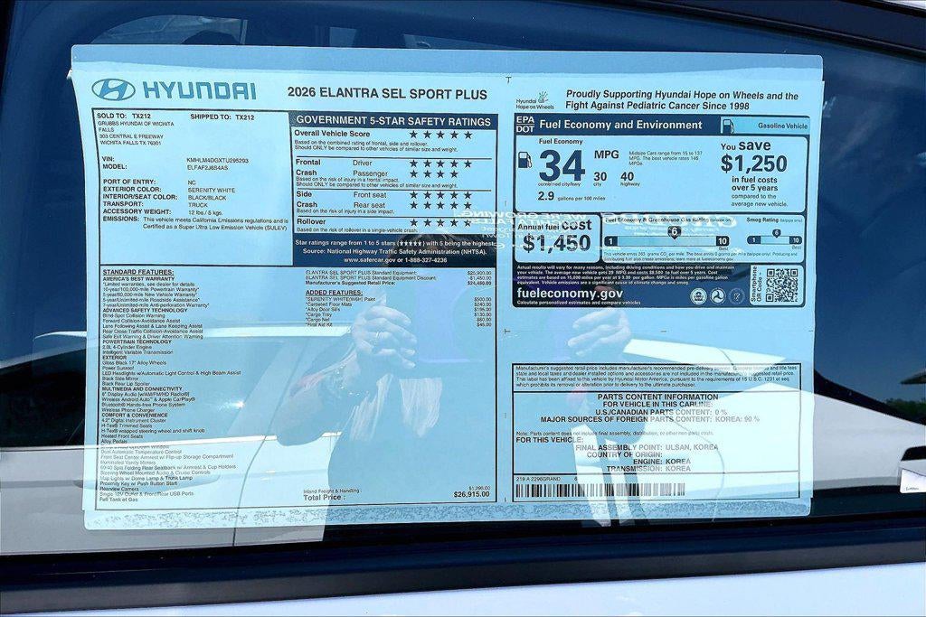 2026 Hyundai ELANTRA SEL Sport Plus
