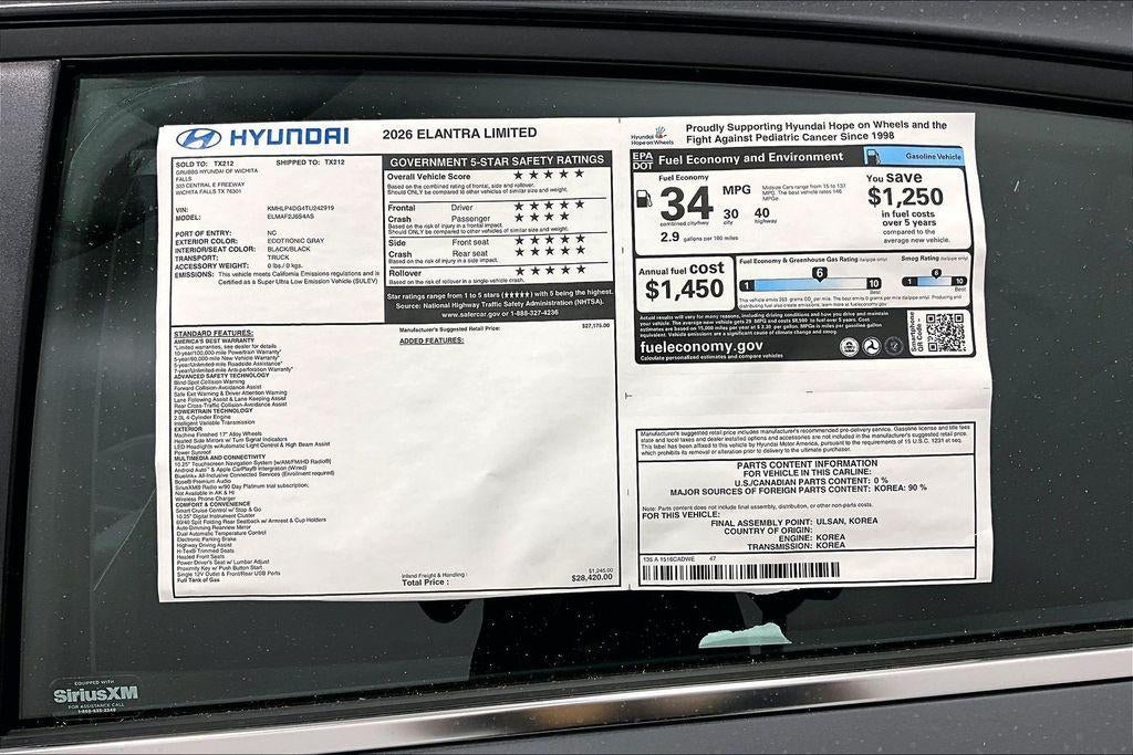 2026 Hyundai ELANTRA Limited