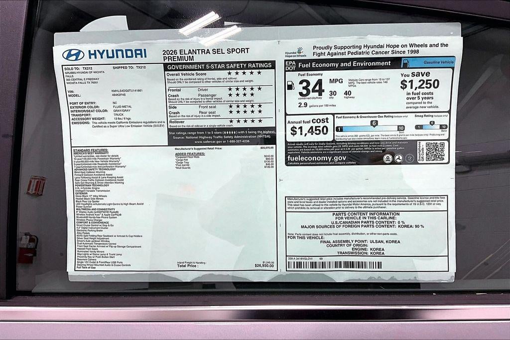 2026 Hyundai ELANTRA SEL Sport Premium