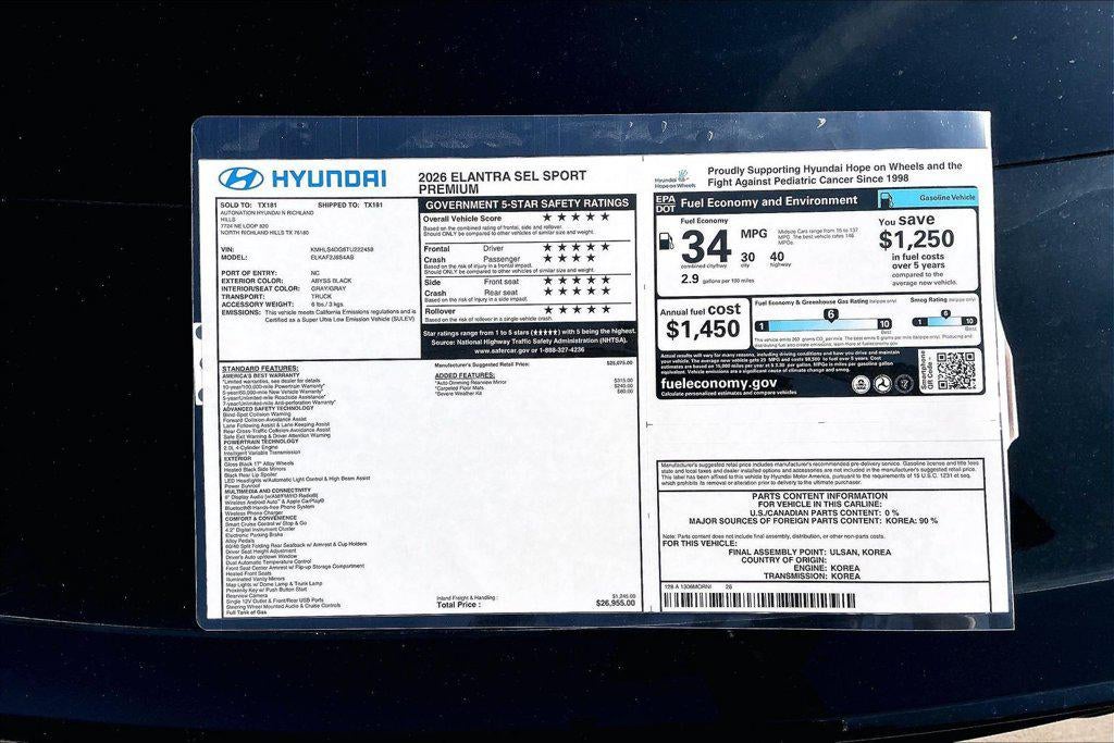 2026 Hyundai ELANTRA SEL Sport
