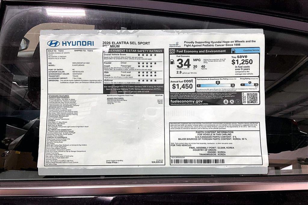 2026 Hyundai ELANTRA SEL Sport Premium