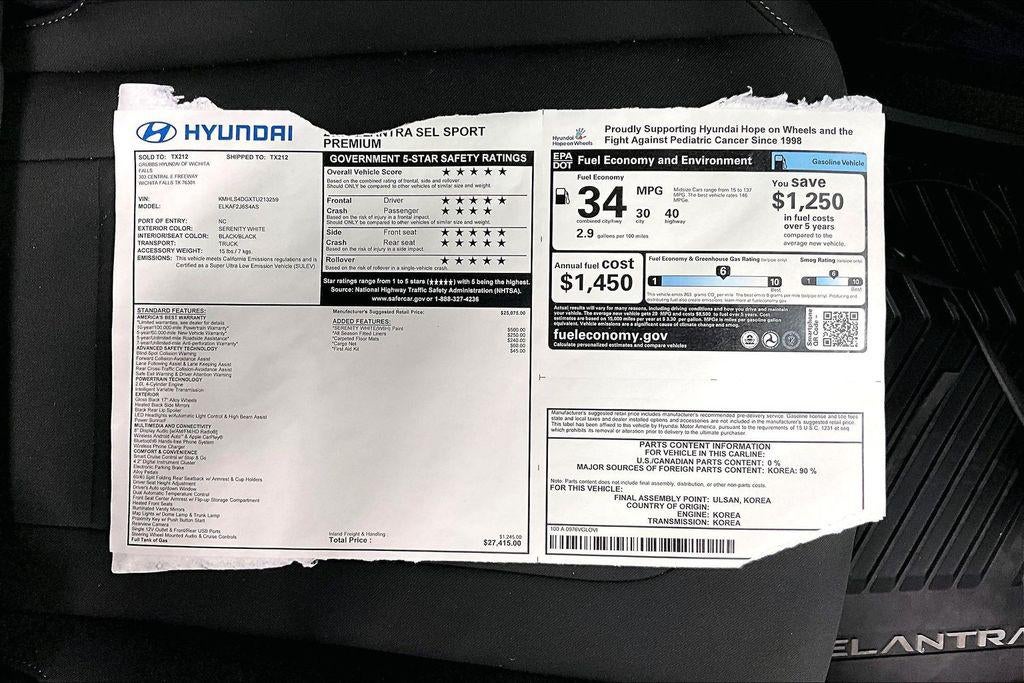 2026 Hyundai ELANTRA SEL Sport Premium
