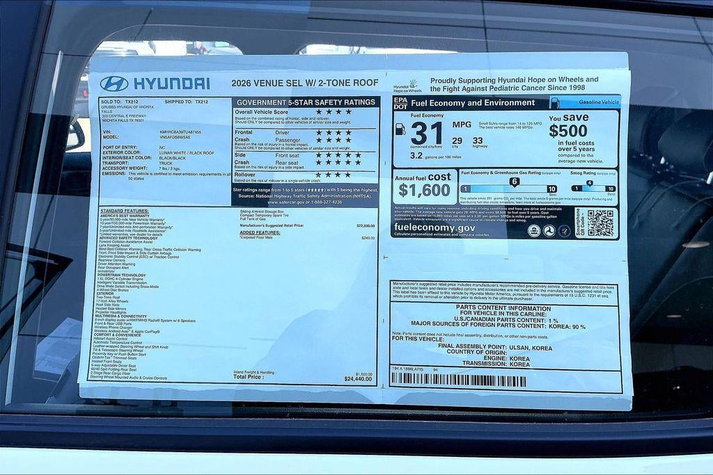 2026 Hyundai VENUE SEL W/Two-Tone Roof